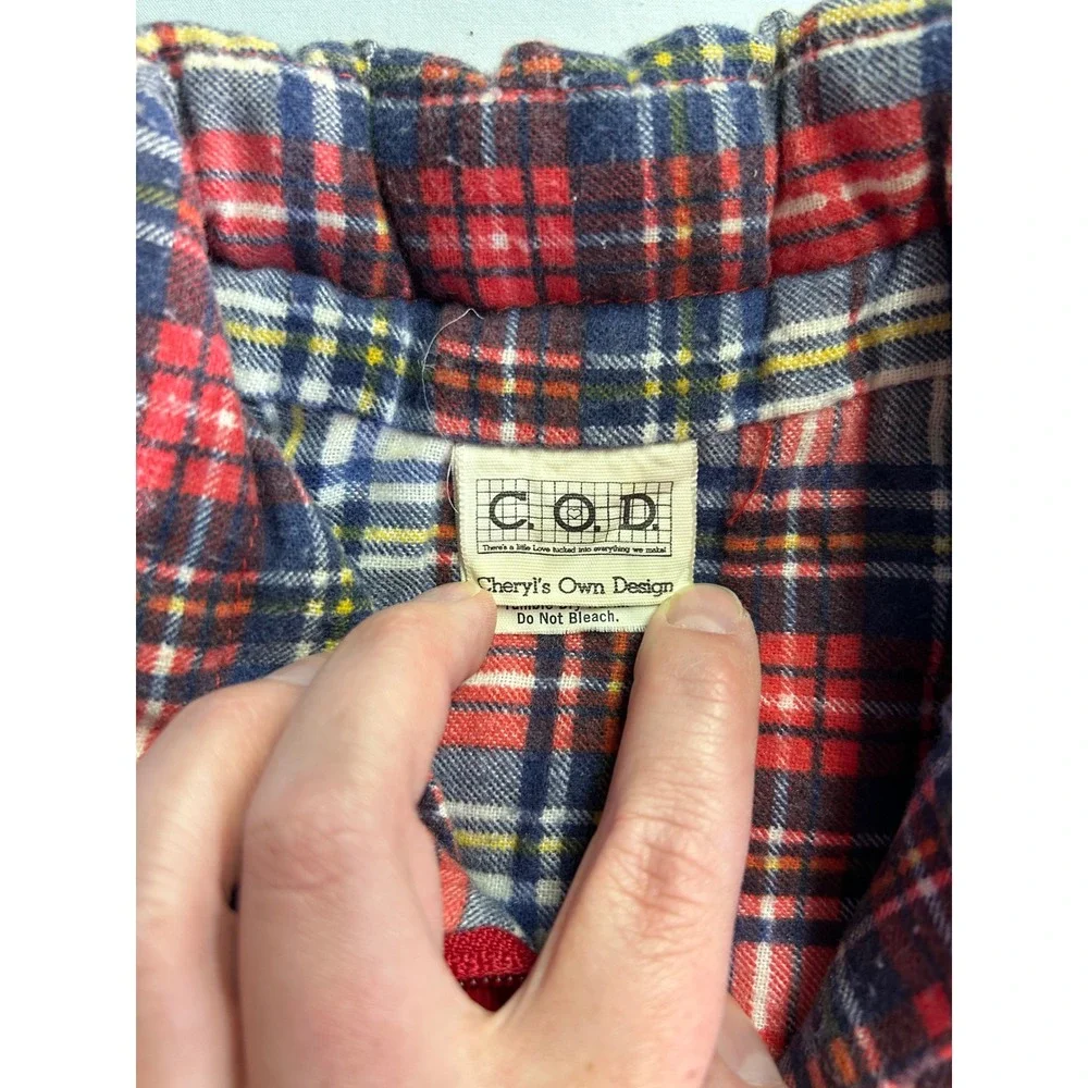 Vintage Cheryl's Own Design Kids Red Puffer Vest Plaid Lined Size 6